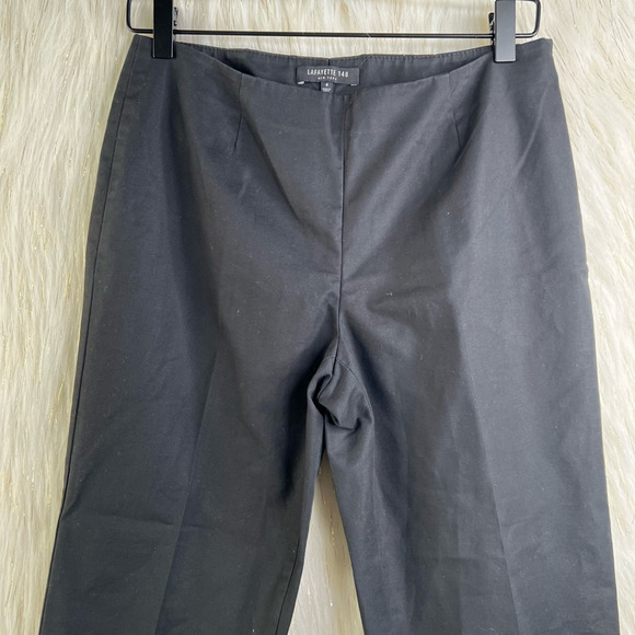 Lafayette 148 New York Womens Cropped Pants Black Mid Rise Flat Front 4 - Picture 2 of 8
